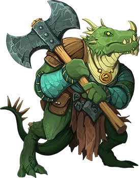 Armored reptilian raid boss carrying a large axe